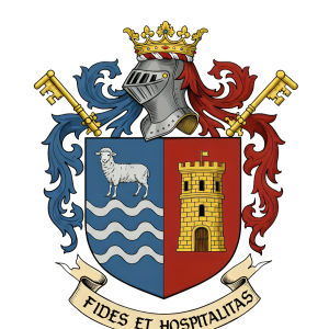 Escudo con los apellidos de los novios